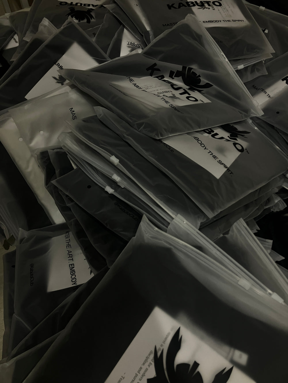 Kabuto garments in their branded packaging